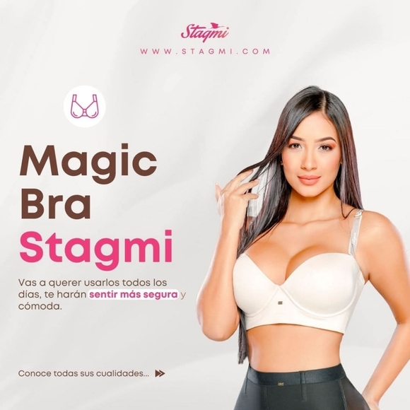 Stagmi Best Push Up Back Smoothing Bra Colombianas Faja "Magic Bra" Full Cup NEW - Picture 3 of 16